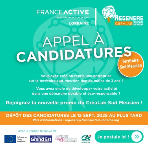 CréaLab REGENERE : appel à candidatures pour soutenir les entrepreneurs du Sud Meusien